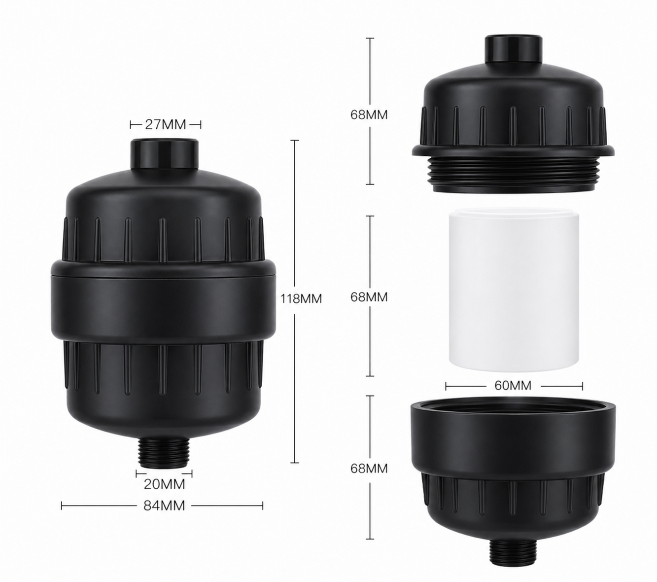 Shower Filter Kit - Black